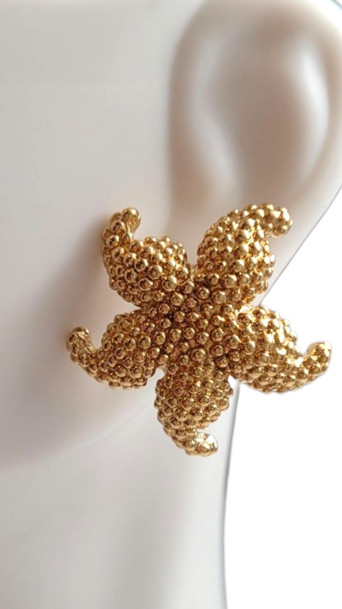 14 Karat Yellow Gold Starfish Earrings #21932 in vendita 4
