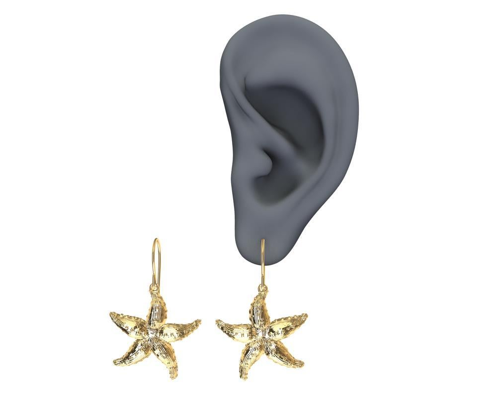 Contemporain Boucles d'oreilles étoile de mer en or jaune 14 carats en vente