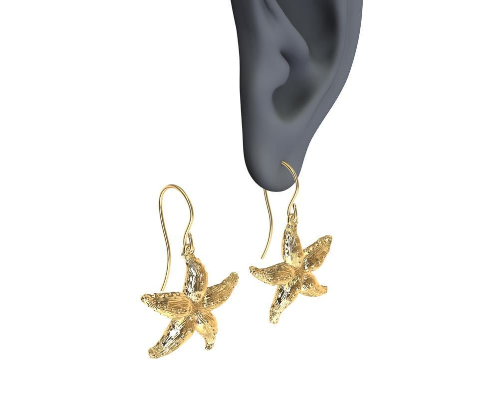 Boucles d'oreilles en or jaune 14 carats et étoile de mer 14 mm Pour femmes en vente
