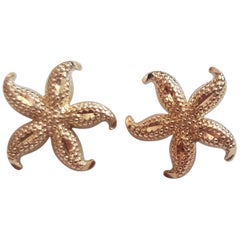 14 Karat Yellow Gold Starfish Earrings, Friction Post and Backings, 3 Grams