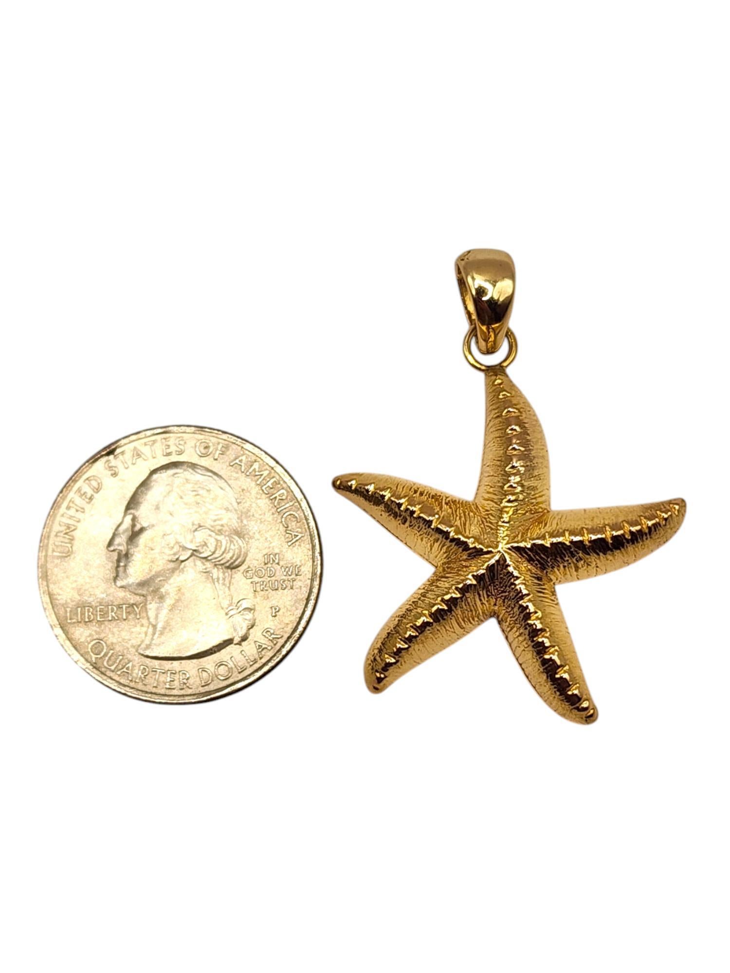 14 Karat Yellow Gold Starfish Sea Star Pendant #19997 1