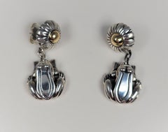 14 Karat Yellow Gold & Sterling Silver Kieselstein-Cord Frog Earrings