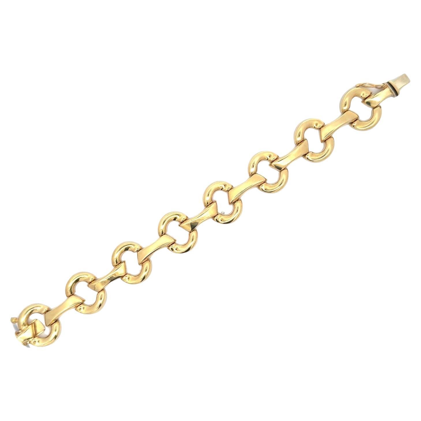 14 Karat Yellow Gold Stirrup Link Modern Bracelet For Sale