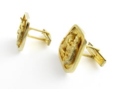 14 Karat Yellow Gold Stock Market Bull and Bears Cufflinks