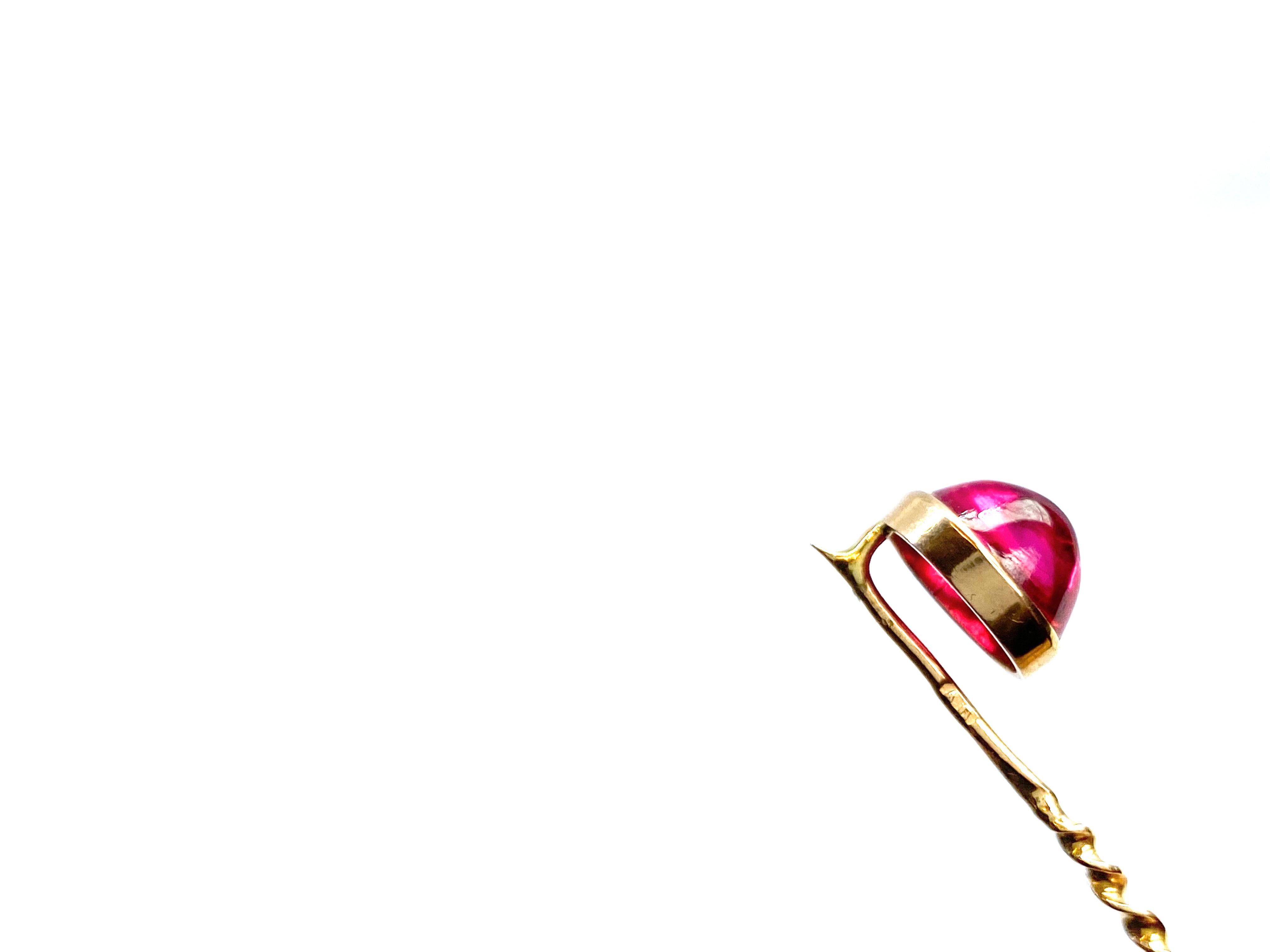 14 Karat Yellow Gold Stones Stickpin In Good Condition For Sale In Orimattila, FI