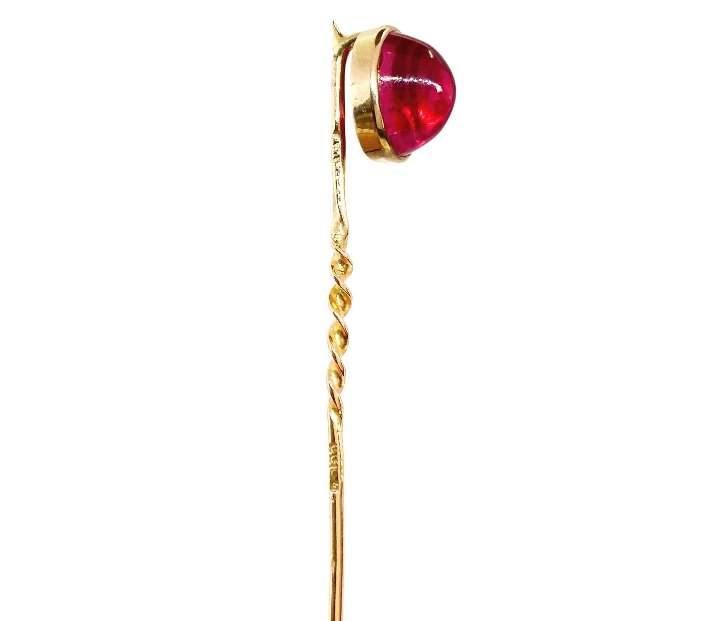 14 Karat Yellow Gold Stones Stickpin For Sale 1