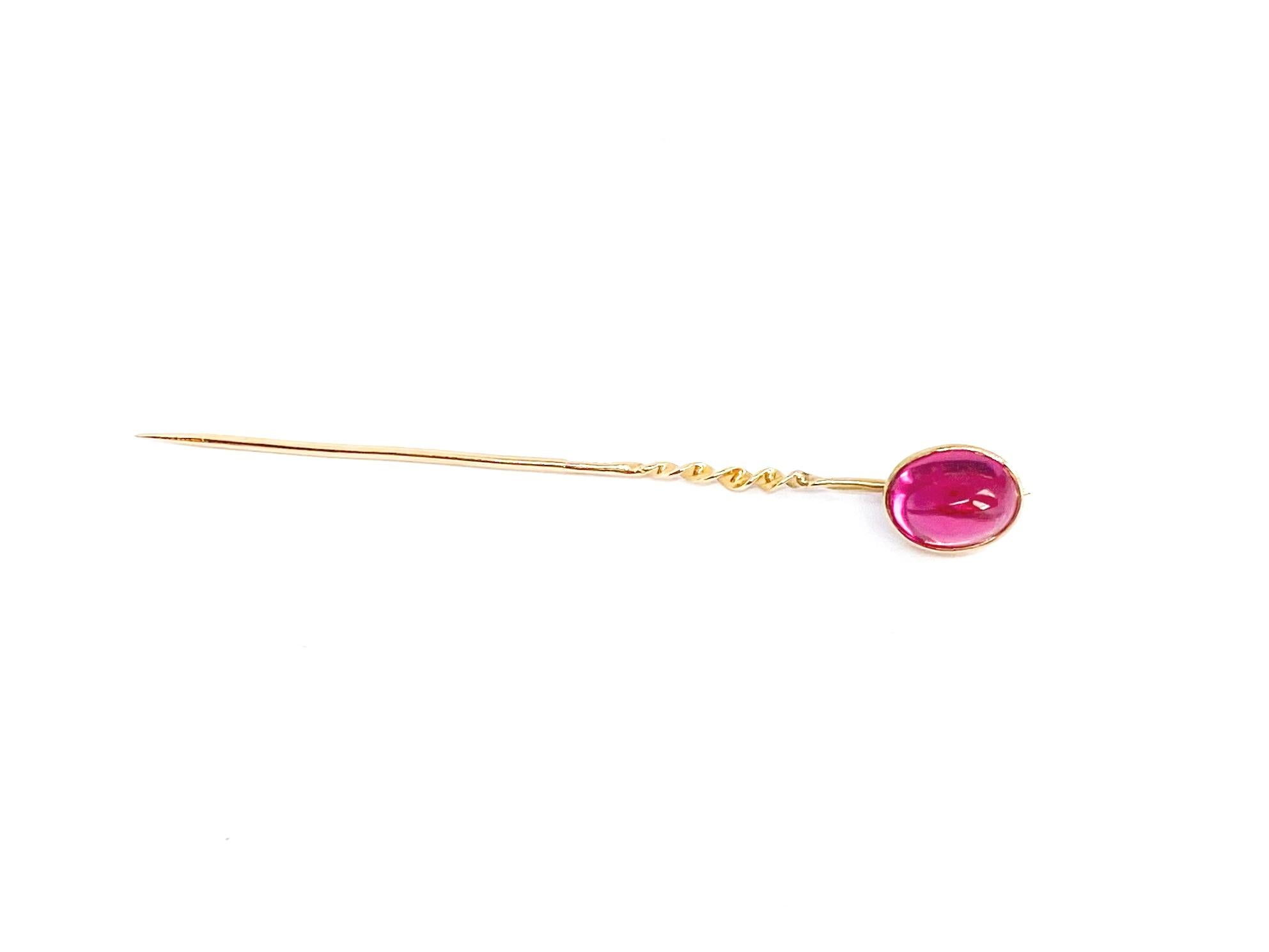 14 Karat Yellow Gold Stones Stickpin For Sale 3