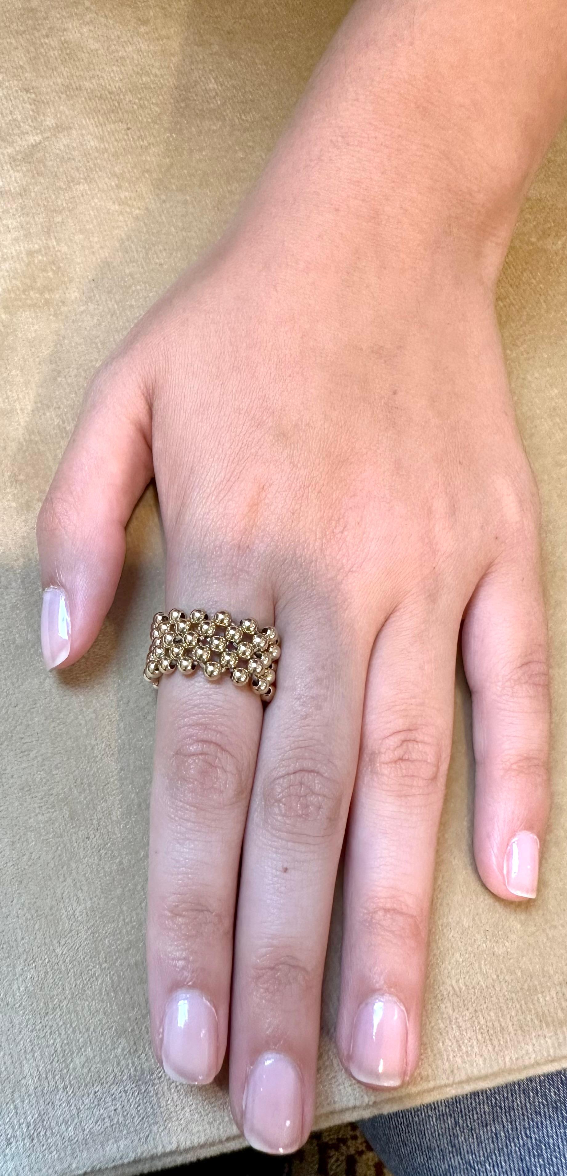 Stretchbarer Ring aus 14 Karat Gelbgold, Größe 6-7 7