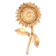 14 Karat Yellow Gold Sunflower Charm