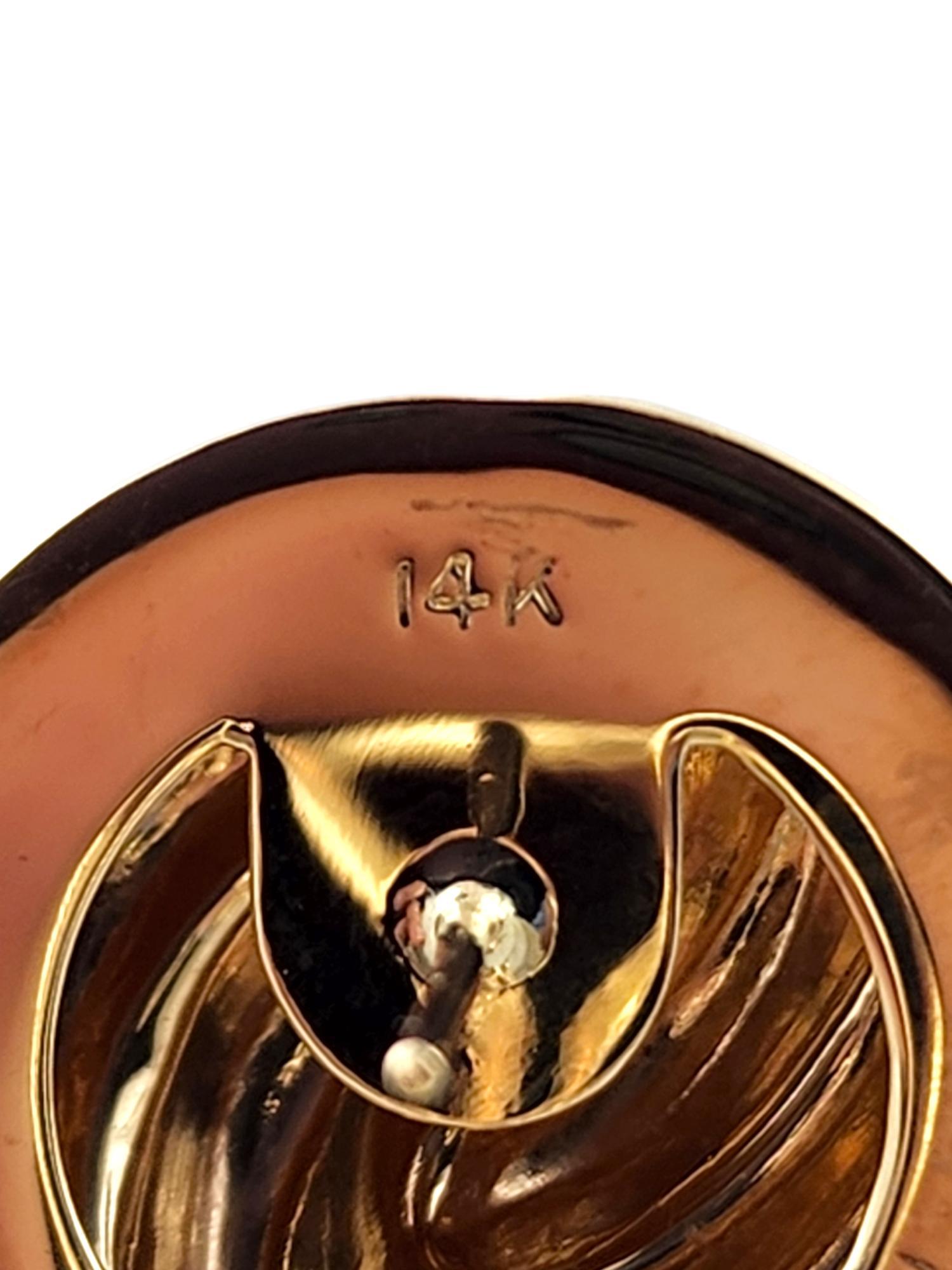 Orecchini a bottone a spirale in oro giallo 14 carati #19169 in vendita 3
