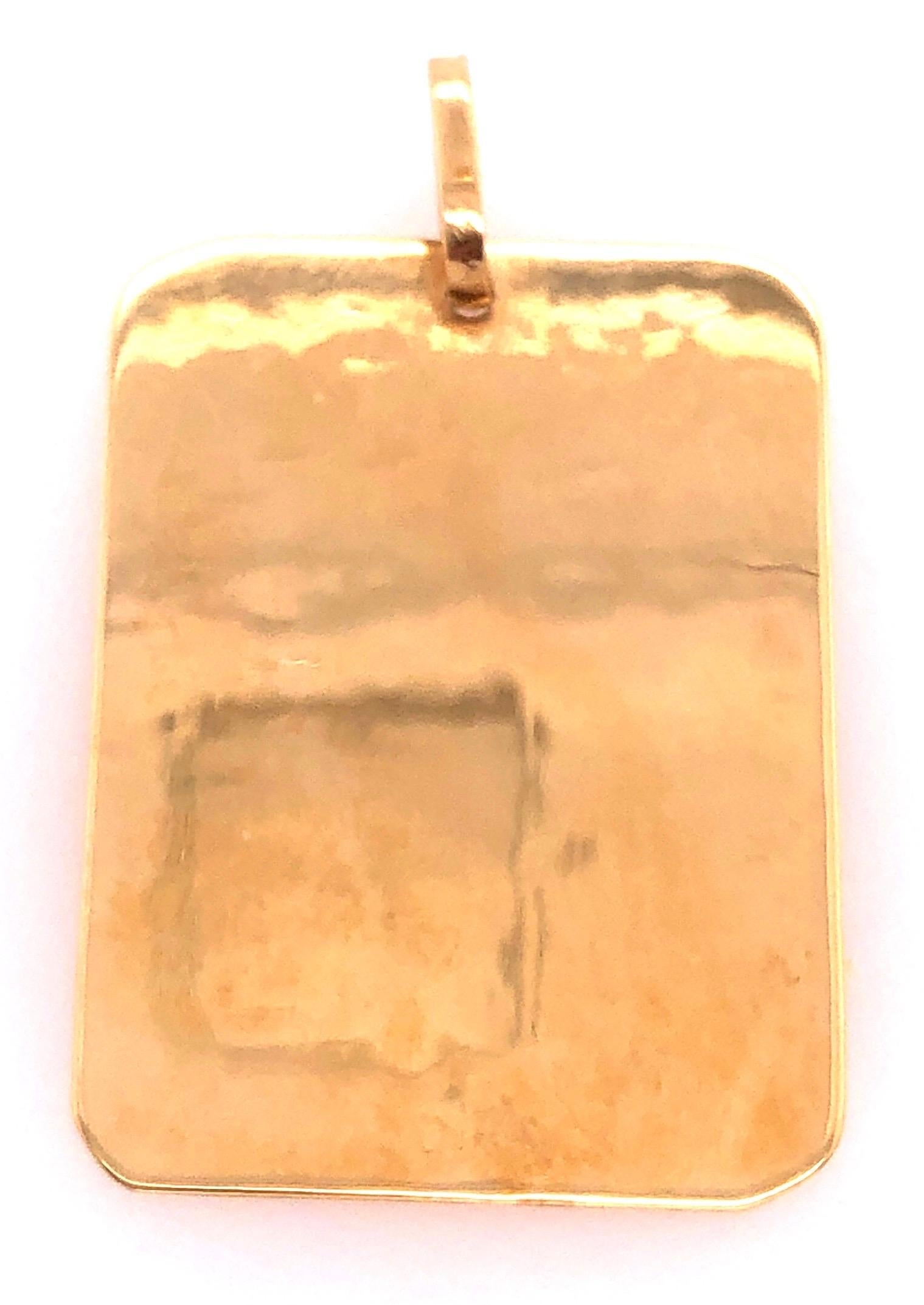 14 Karat Yellow Gold Tag / Charm Pendant In Good Condition For Sale In Stamford, CT