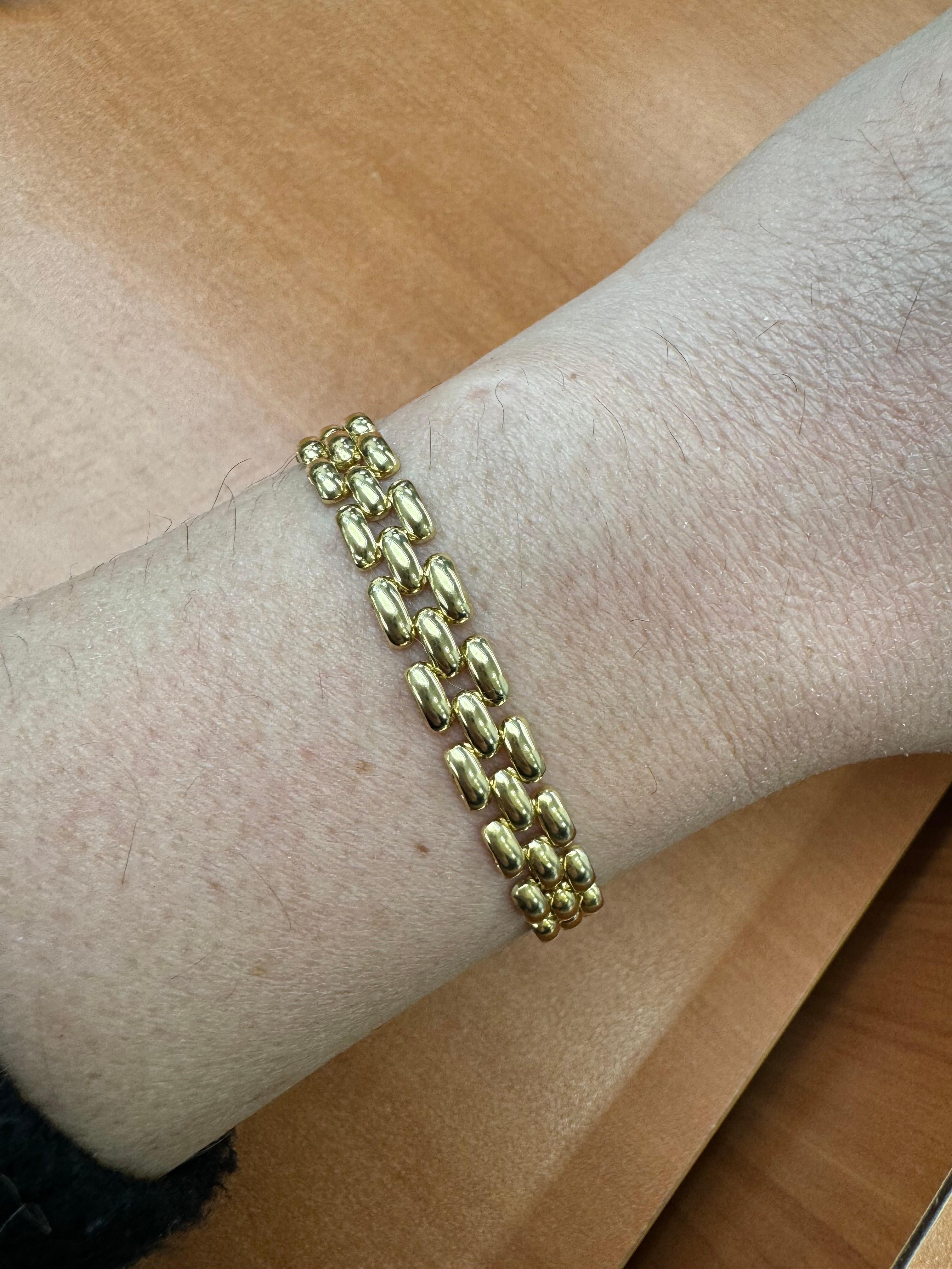 14 Karat Gelbgold Tank-Motiv-Armband 13,4 Gramm 7,5 Zoll 1
