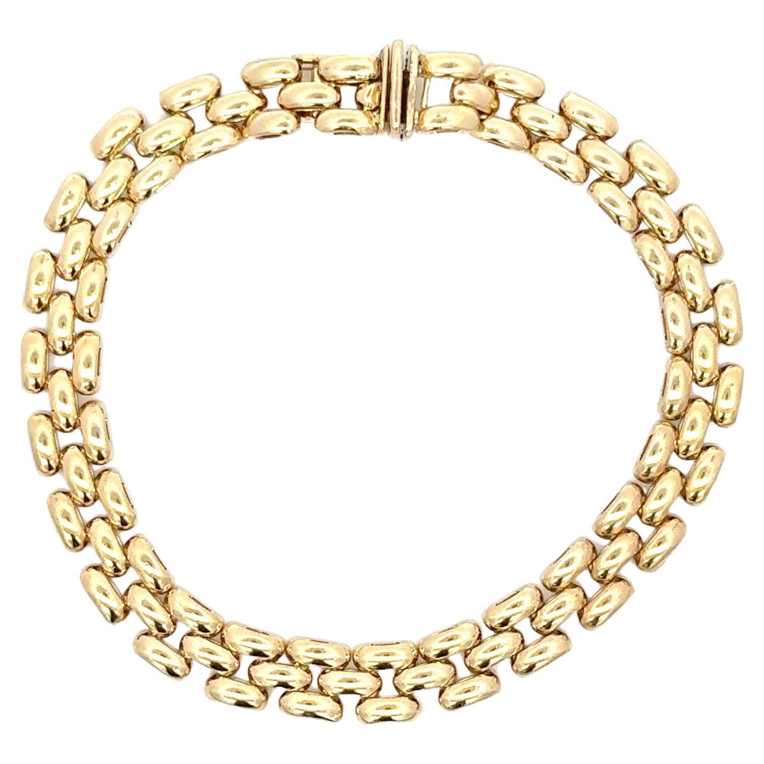 14 Karat Gelbgold Tank-Motiv-Armband 13,4 Gramm 7,5 Zoll
