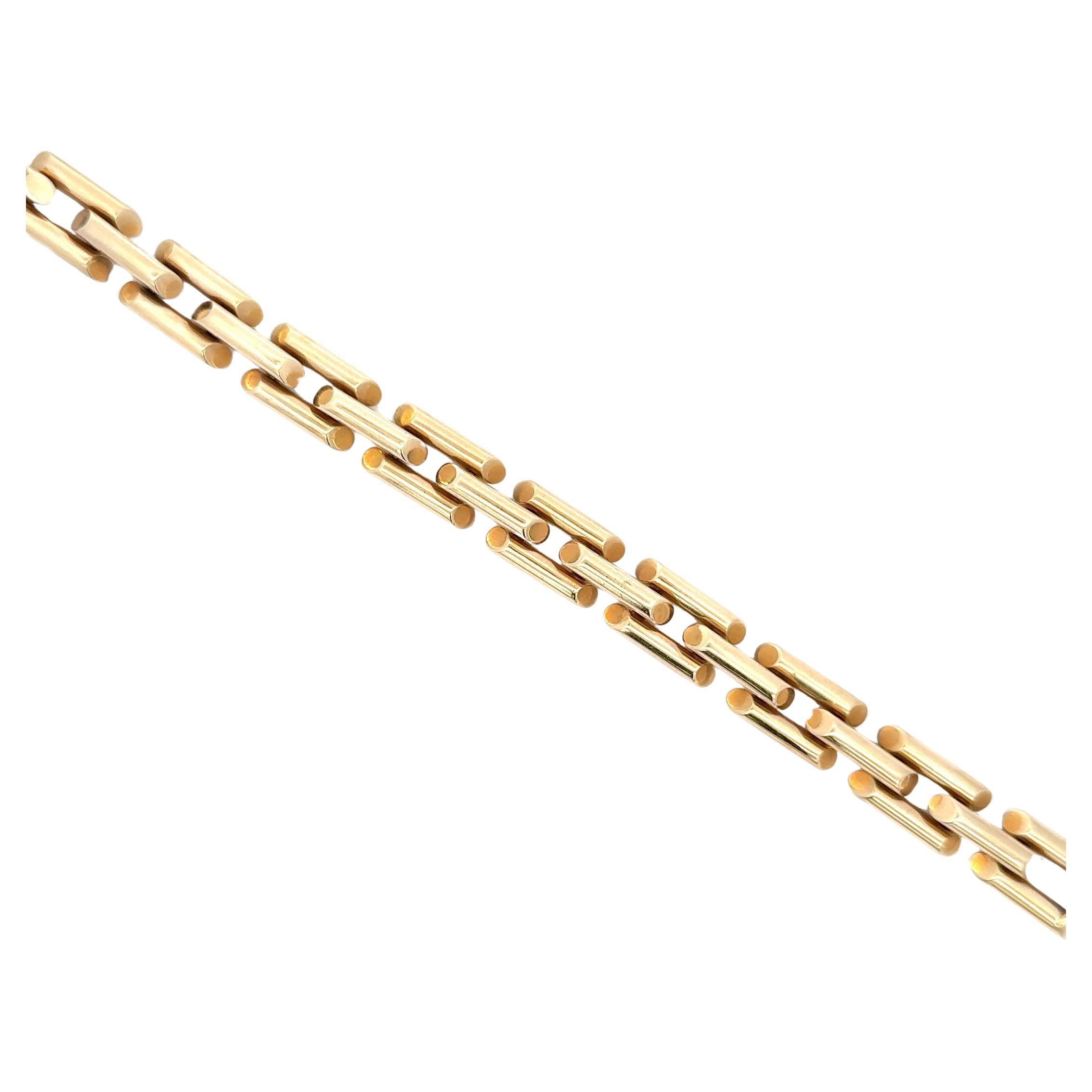 Women's 14 Karat Yellow Gold Tank Motif Bracelet 26 Grams 7.5 Inches For Sale