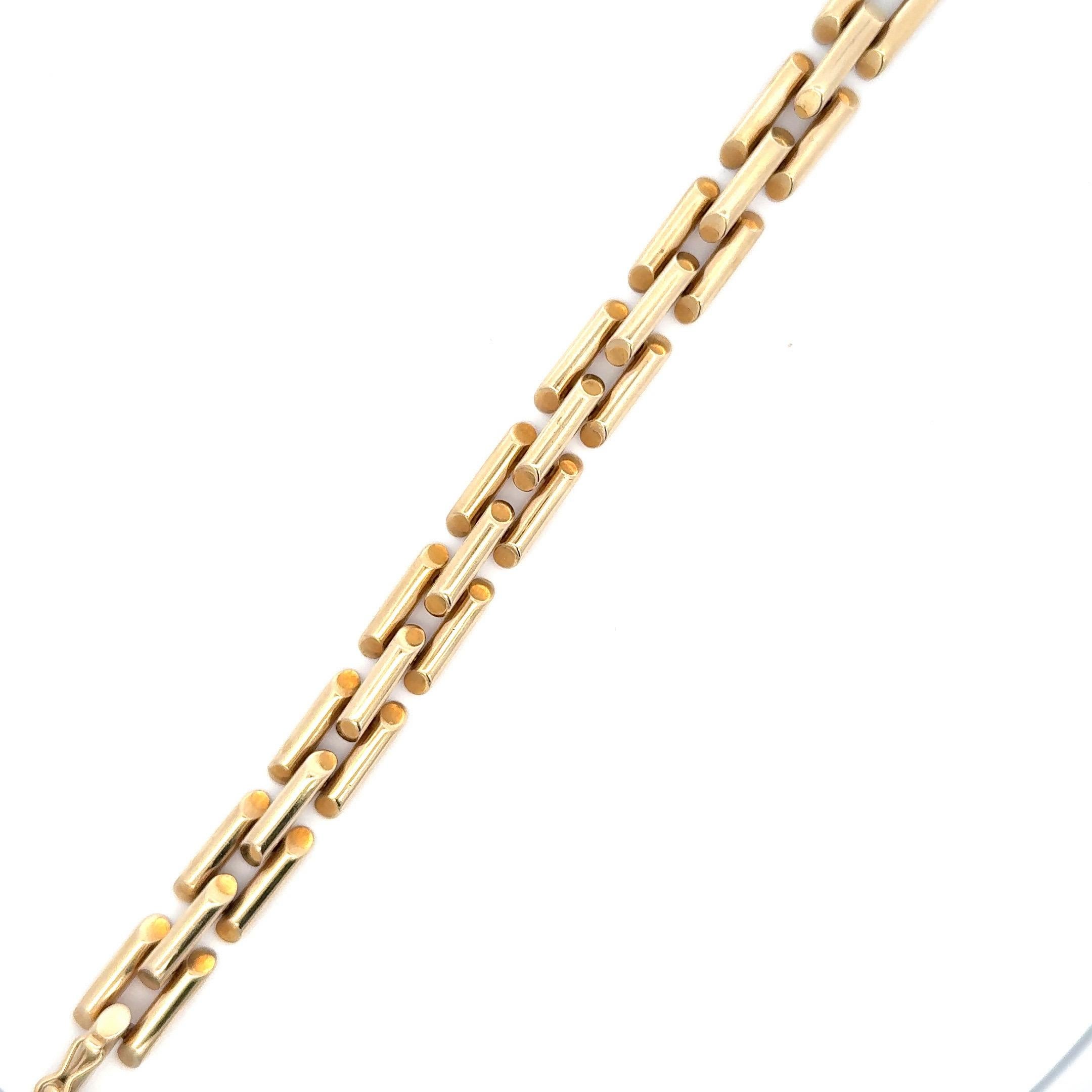 14 Karat Yellow Gold Tank Motif Bracelet 26 Grams 7.5 Inches For Sale 3