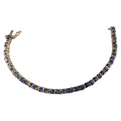 Bracelet en or jaune 14 carats avec tanzanite et diamants n° 13734
