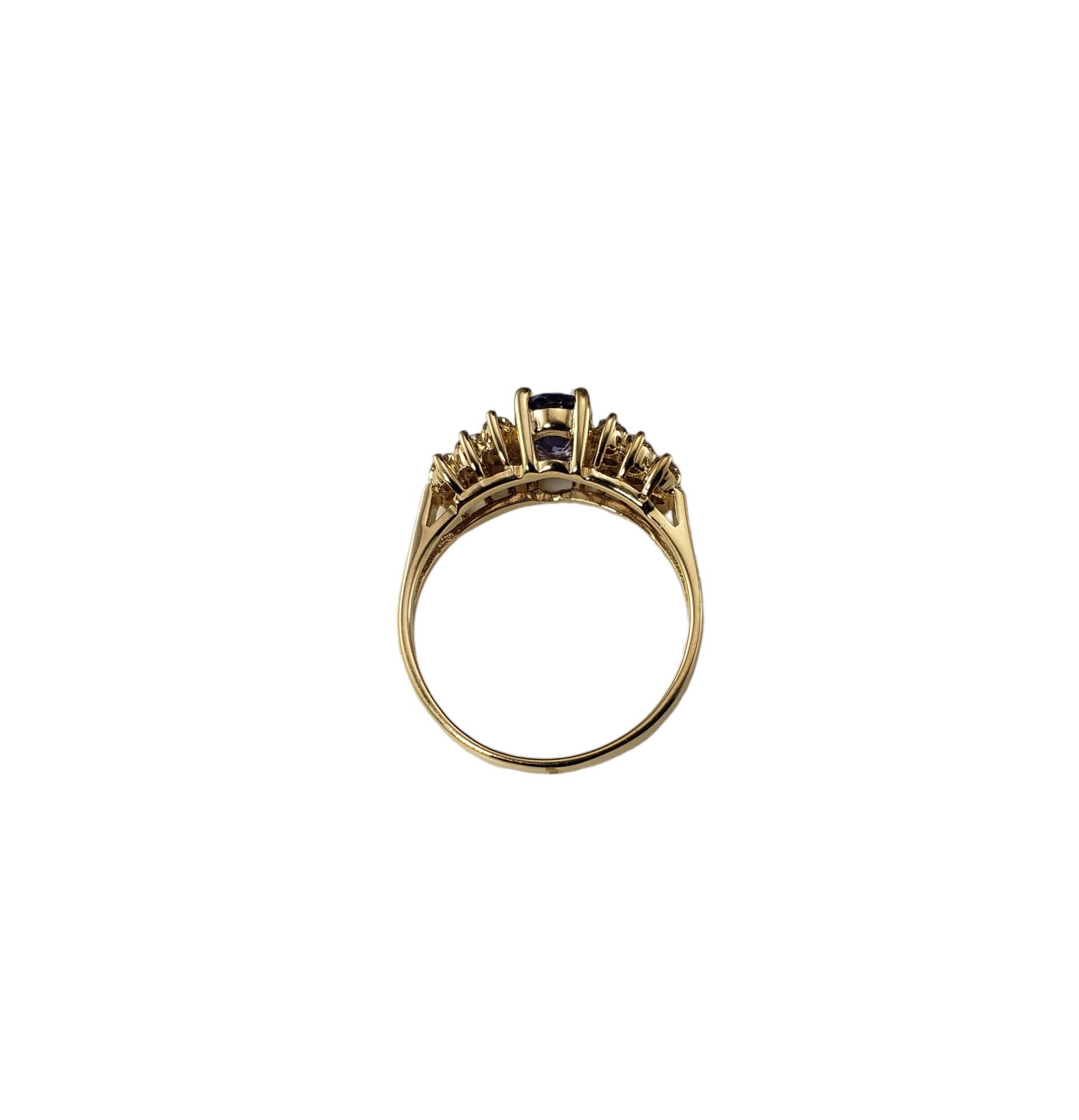 Bague en or jaune 14 carats avec tanzanite et diamants taille 6,75  #17868 Bon état - En vente à Washington Depot, CT