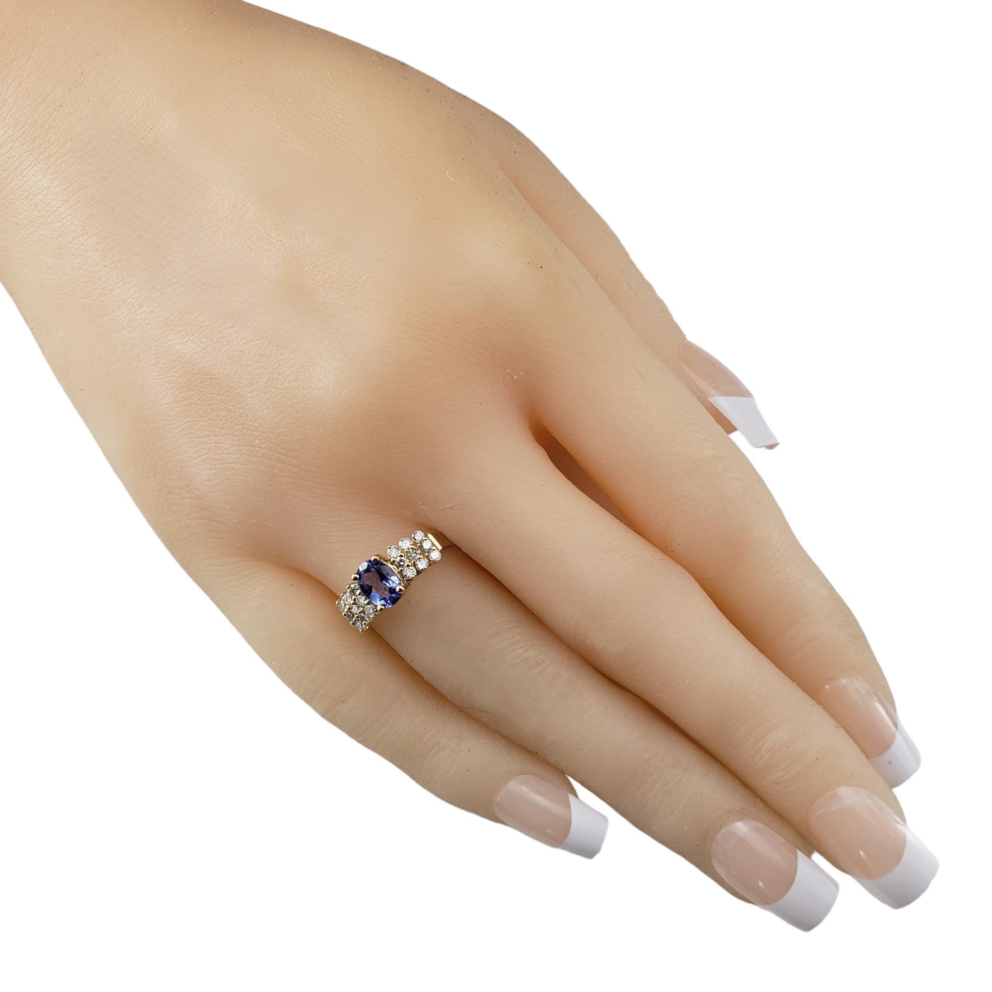 Bague en or jaune 14 carats avec tanzanite et diamants taille 6,75  #17868 en vente 1
