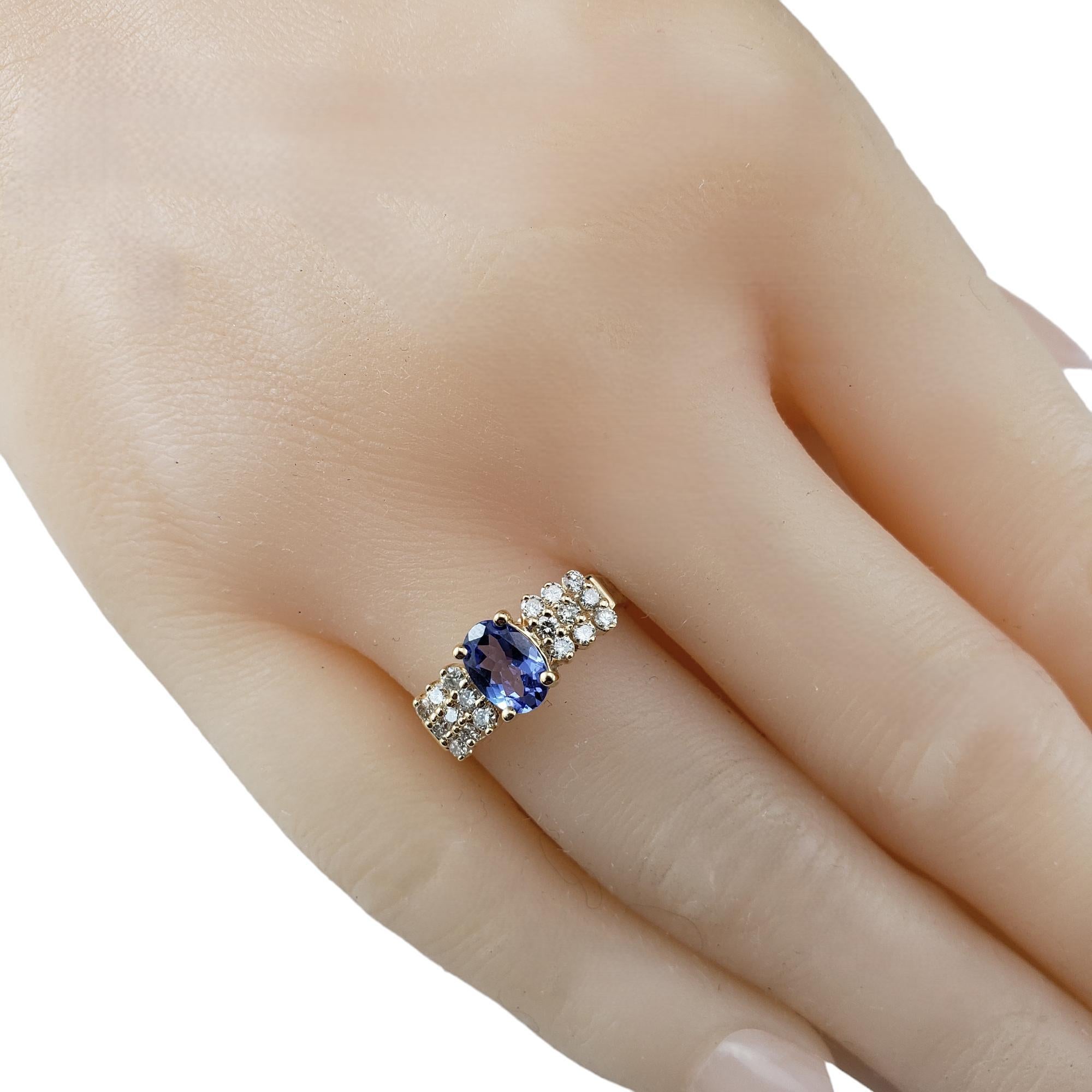 Bague en or jaune 14 carats avec tanzanite et diamants taille 6,75  #17868 en vente 2