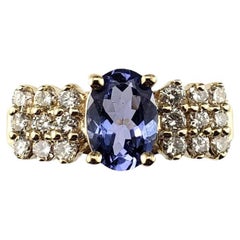 14 Karat Yellow Gold Tanzanite and Diamond Ring Size 6.75  #17868