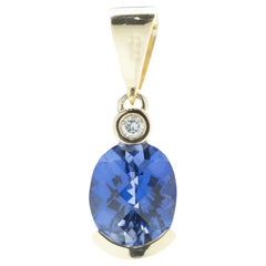 14 Karat Yellow Gold Tanzanite and Diamond Slide Pendant