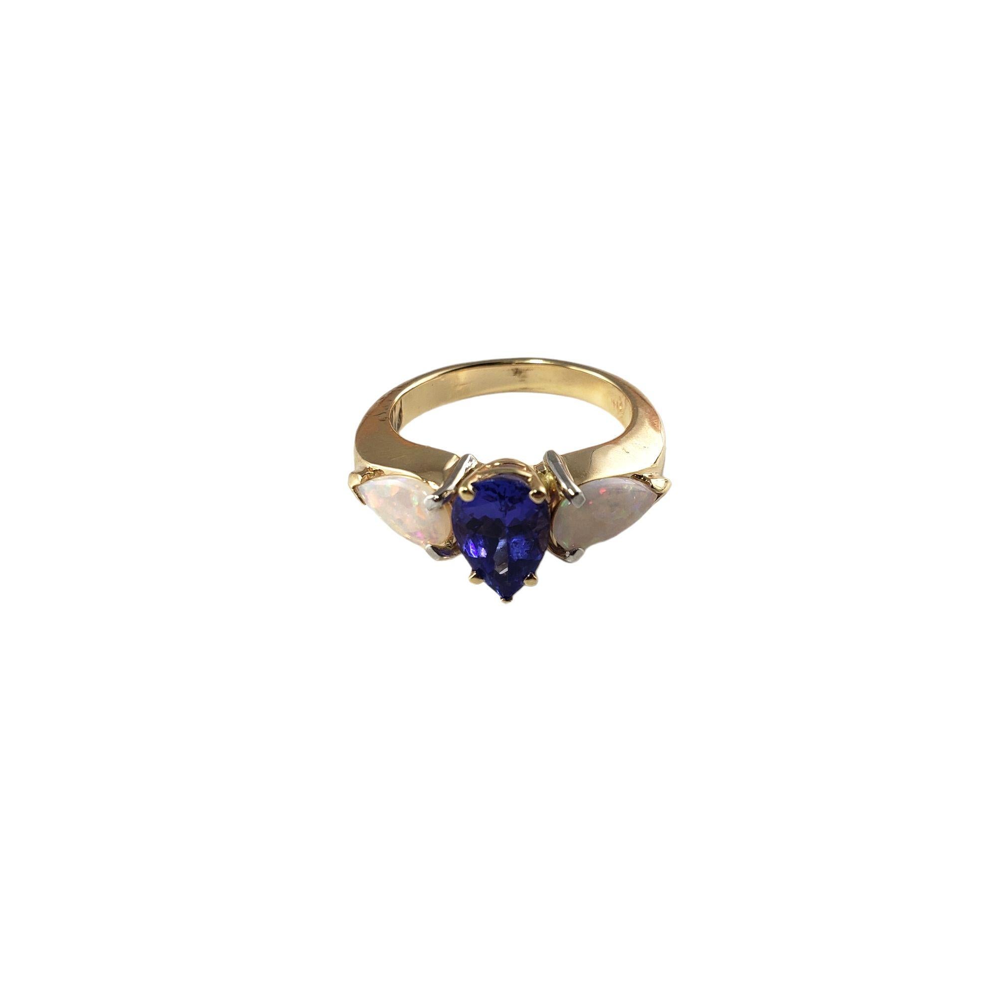 14 Karat Yellow Gold Tanzanite and Opal Ring #13769 In Good Condition For Sale In Washington Depot, CT
