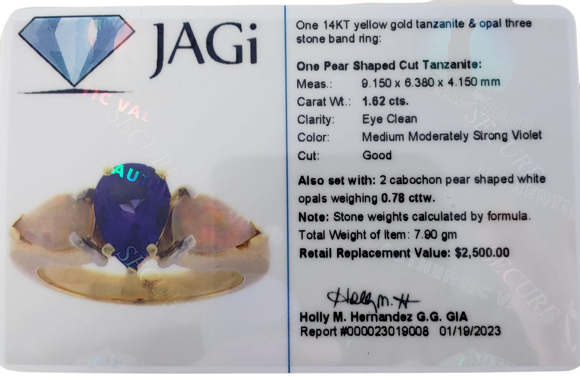 14 Karat Yellow Gold Tanzanite and Opal Ring #13769 For Sale 1