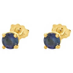 14 Karat Gelbgold Tansanit-Ohrstecker