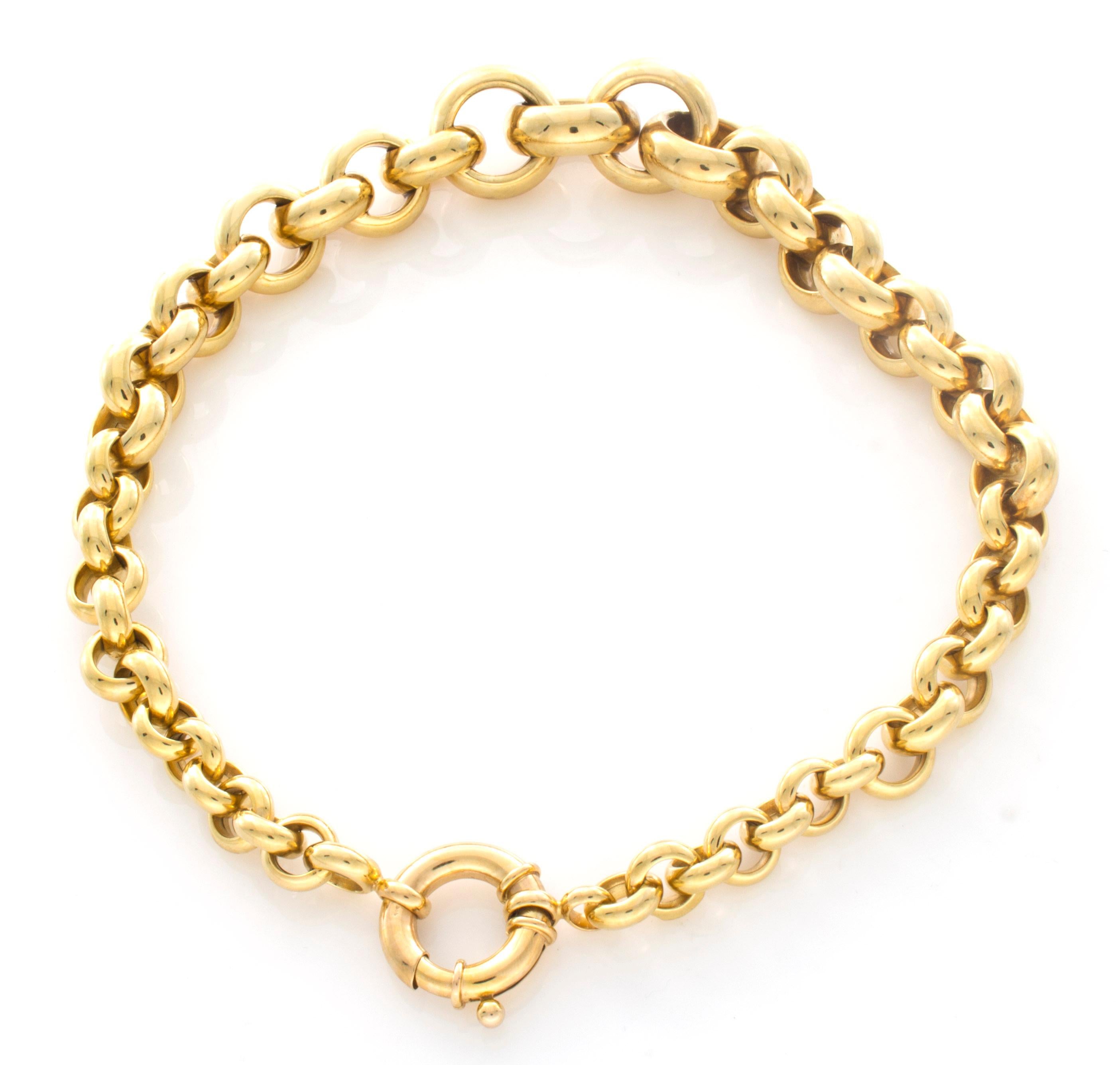 Women's 14 Karat Yellow Gold Tapered Circle Link Necklace For Sale