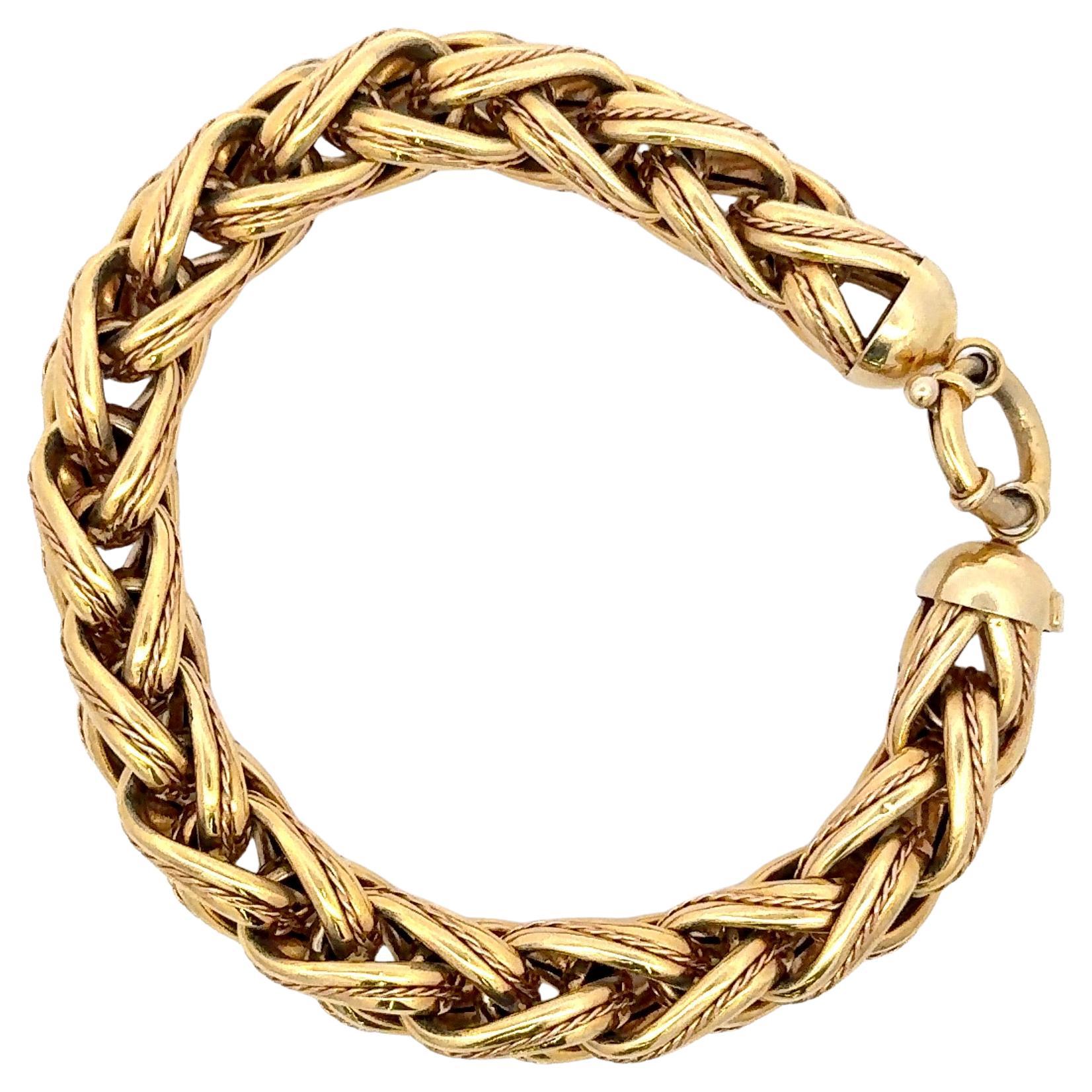 Contemporain Bracelet à maillons en or jaune 14 carats en forme de larme 20,4 grammes, fabriqué en Italie en vente