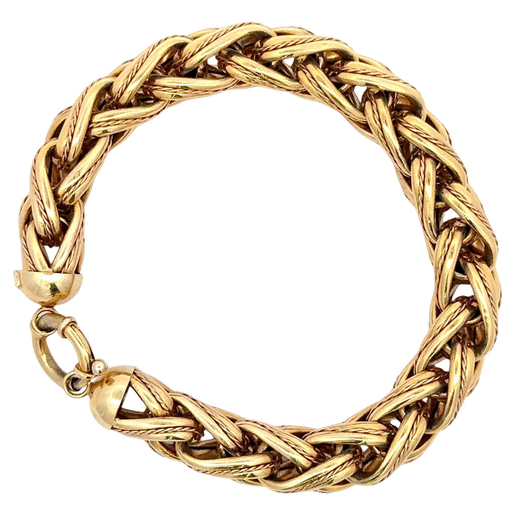 Bracelet à maillons en or jaune 14 carats en forme de larme 20,4 grammes, fabriqué en Italie Excellent état - En vente à New York, NY