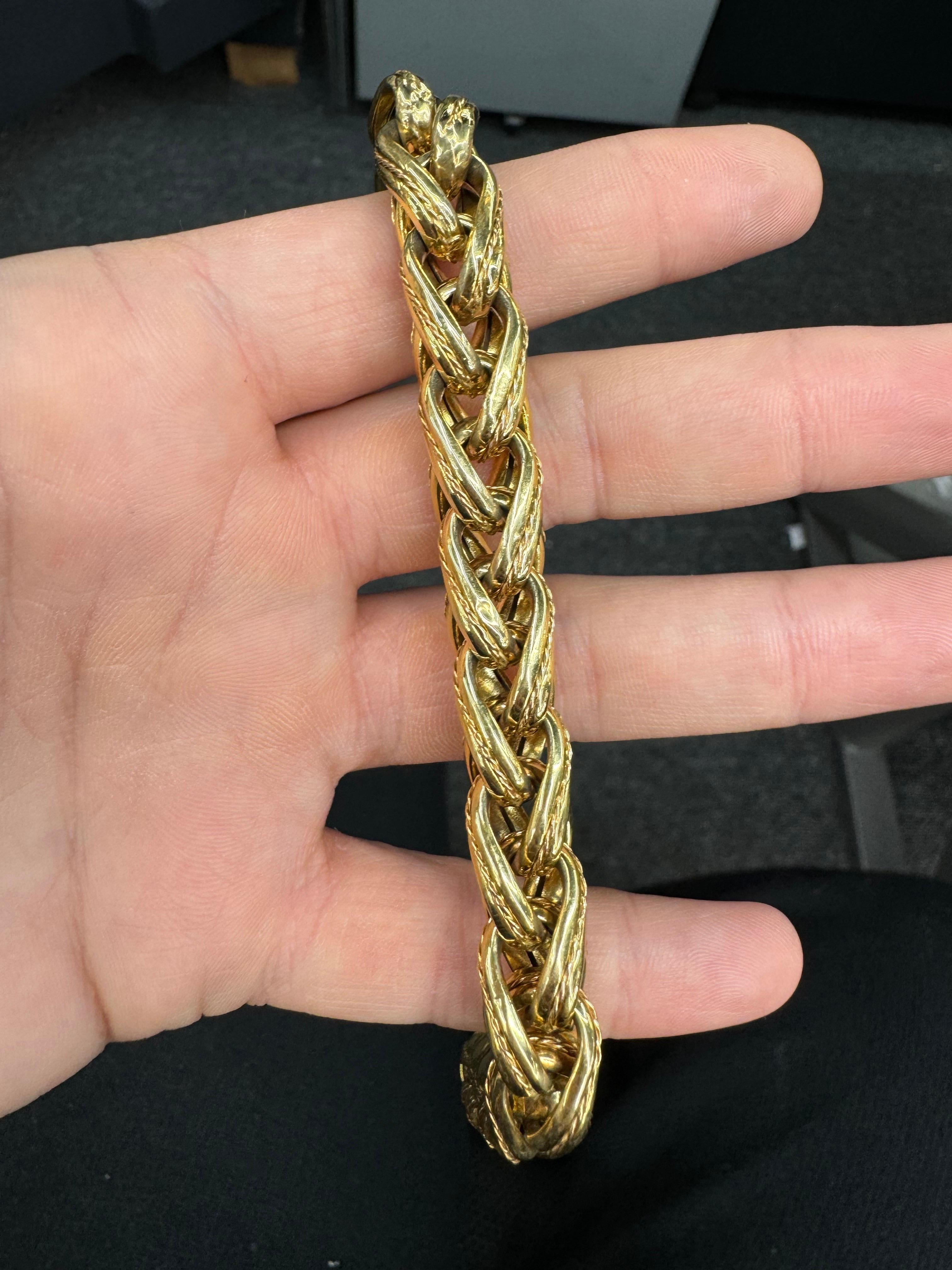 Bracelet à maillons en or jaune 14 carats en forme de larme 20,4 grammes, fabriqué en Italie en vente 1