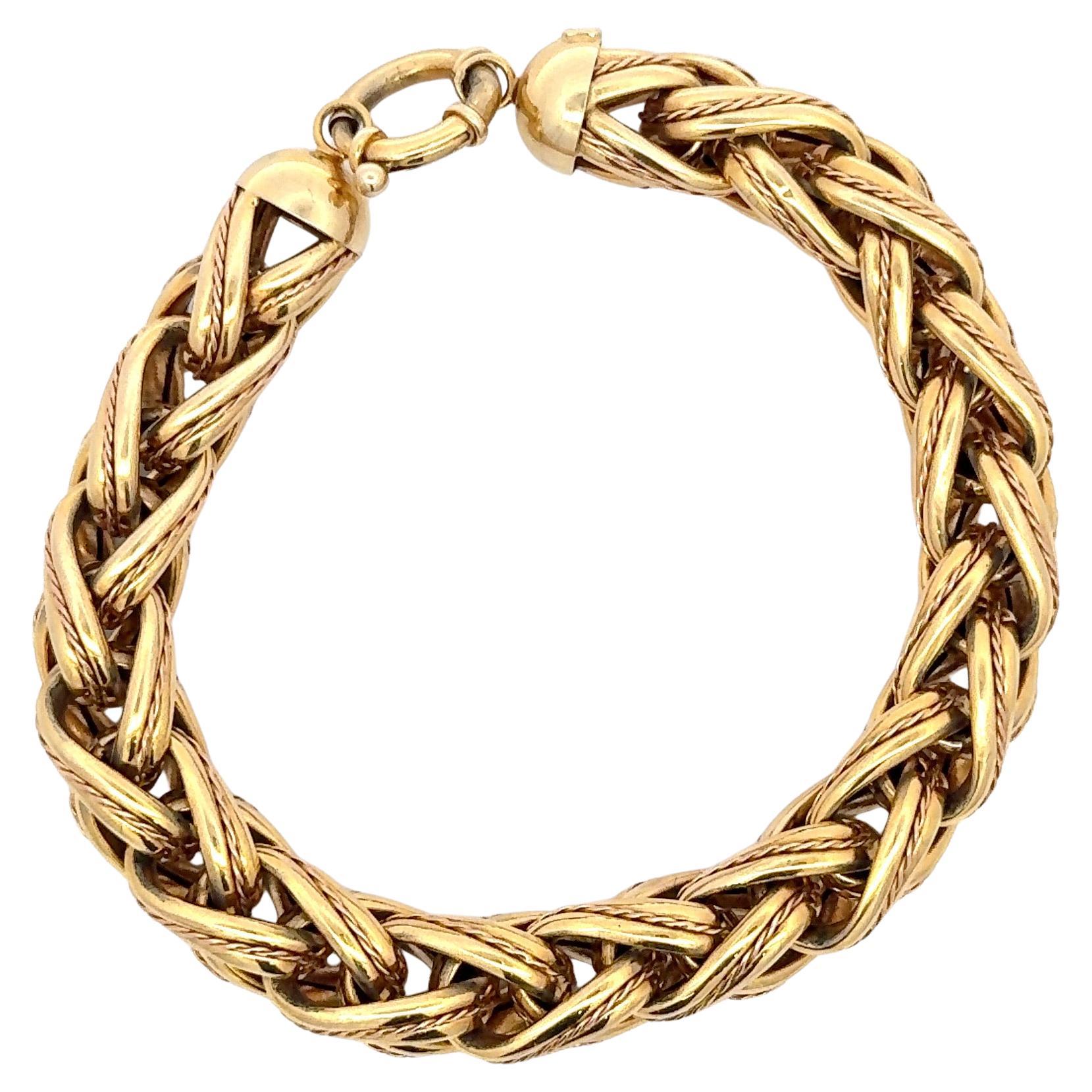 14 Karat Yellow Gold Tear Shape Link Bracelet 20.4 Grams Made in Italy