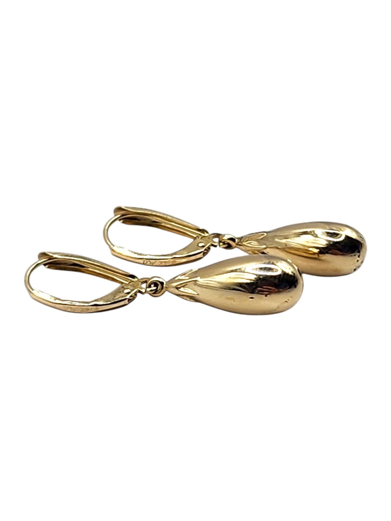 Women's 14 Karat Yellow Gold Teardrop Dangle Earrings #20446