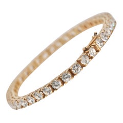 14 Karat Yellow Gold Tennis Bracelet with Round Cubic Zirconias