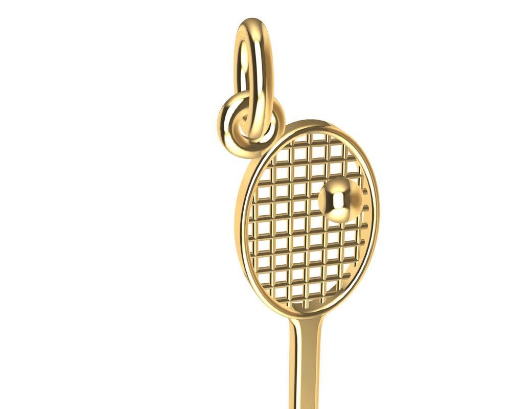 Breloque raquette de tennis en or jaune 14 carats Unisexe en vente