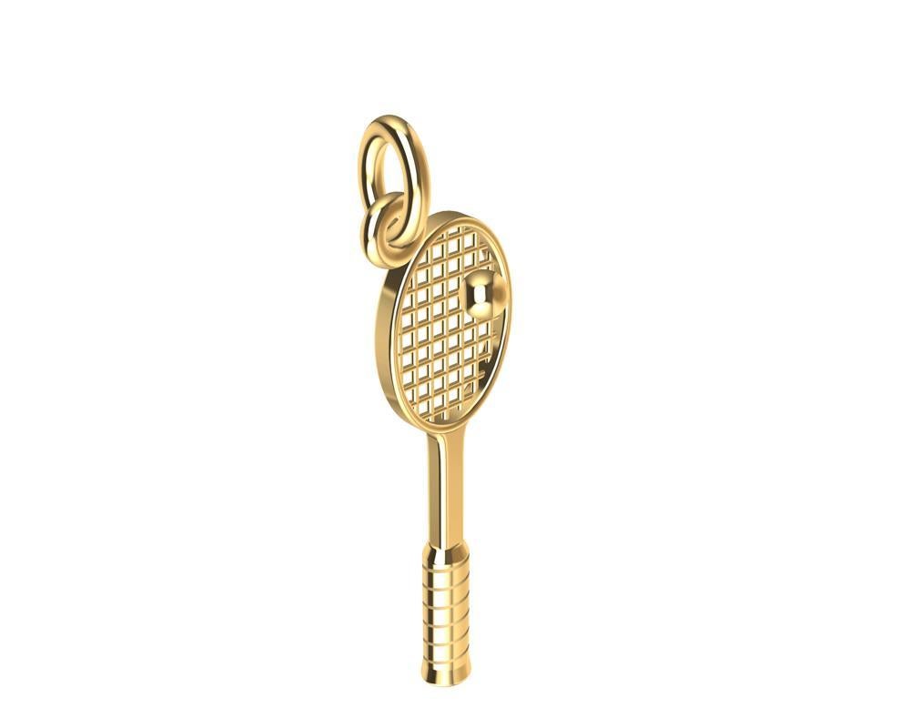 14 Karat Yellow Gold Tennis Racket Charm In New Condition For Sale In New York, NY