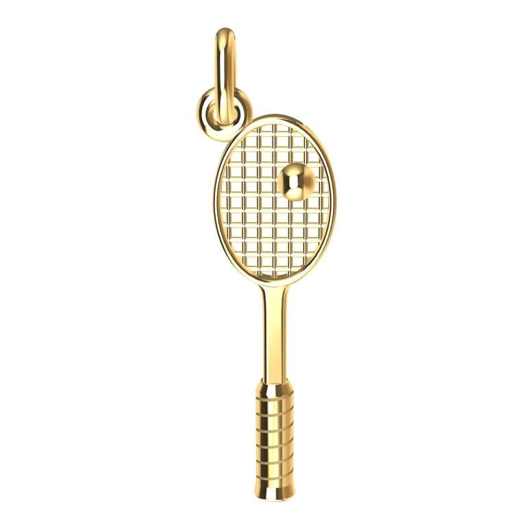 14 Karat Yellow Gold Tennis Racket Charm For Sale