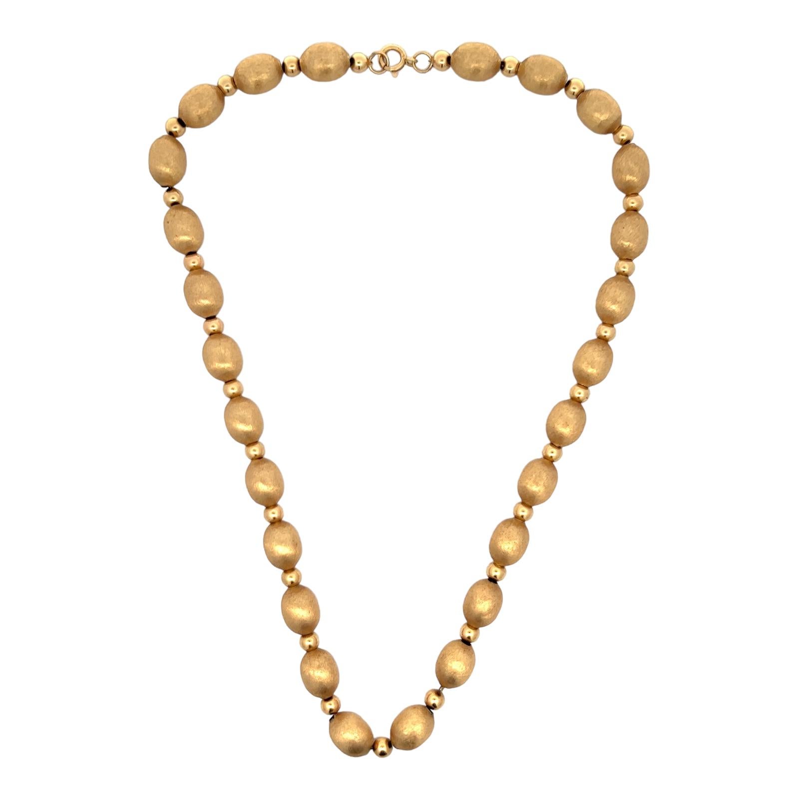 14 Karat Gelbgold Texturierte Perlenkette 16 Zoll im Zustand „Hervorragend“ in Boca Raton, FL