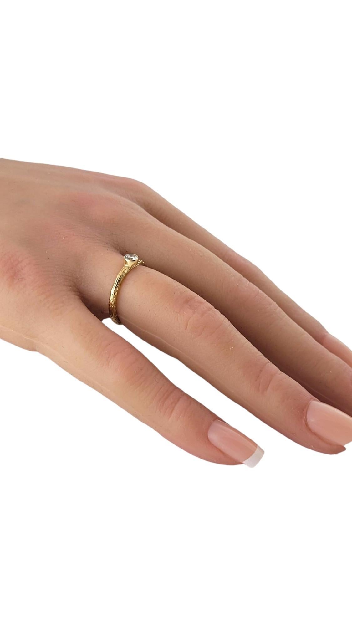 14 Karat Yellow Gold Textured Bezel Set Diamond Ring Size 5.25 #17709 In Good Condition For Sale In Washington Depot, CT