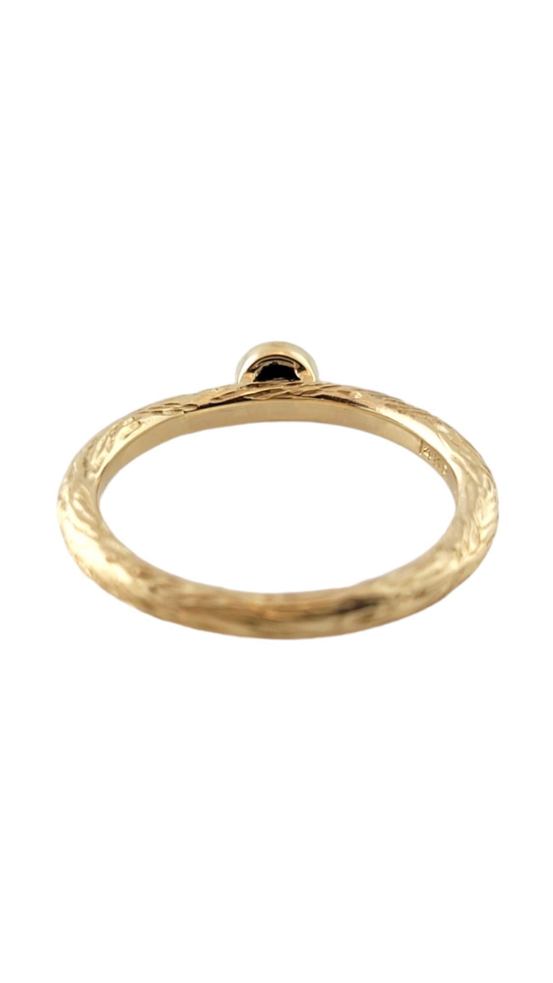 14 Karat Yellow Gold Textured Bezel Set Diamond Ring Size 5.25 #17709 For Sale 1