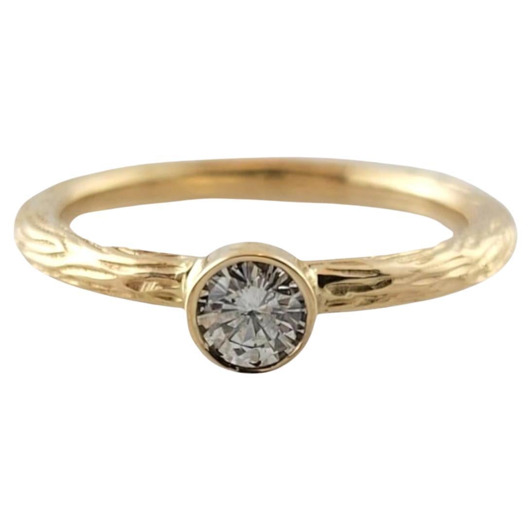 14 Karat Yellow Gold Textured Bezel Set Diamond Ring Size 5.25 #17710