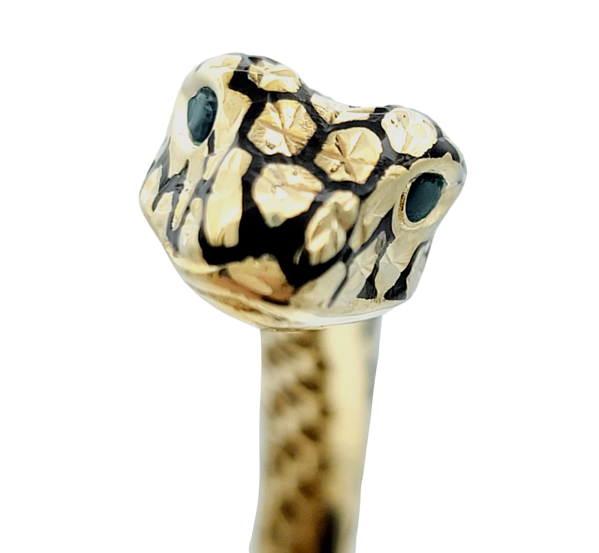 Women's 14 Karat Yellow Gold Textured Bypass Style Snake Hinged Bangle Bracelet