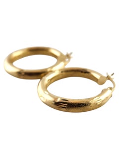 14 Karat Yellow Gold Textured Circle Hoop Earrings #19149