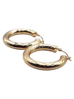 14 Karat Yellow Gold Textured Circle Hoop Earrings #20468