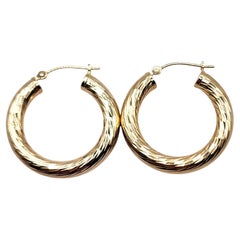 14 Karat Yellow Gold Textured Circle Hoop Earrings #20468