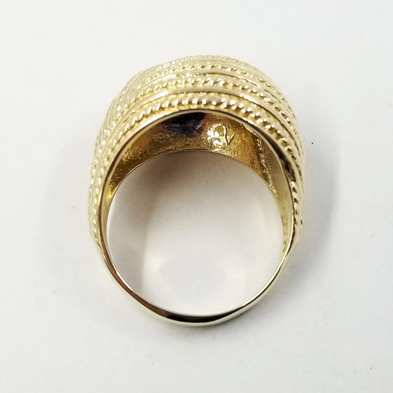 Women's 14 Karat Yellow Gold Textured Dome Ring