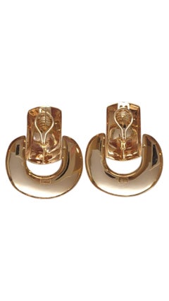 14 Karat Yellow Gold Textured Door Knocker Earrings #21939