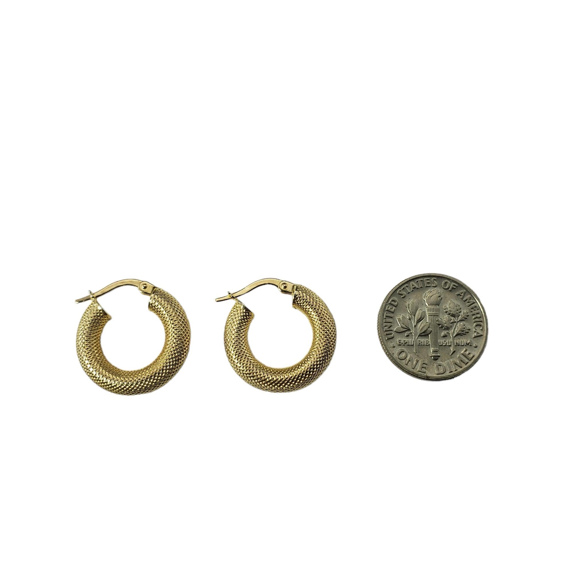 14 Karat Yellow Gold Textured Hoop Earrings #16030 For Sale 2