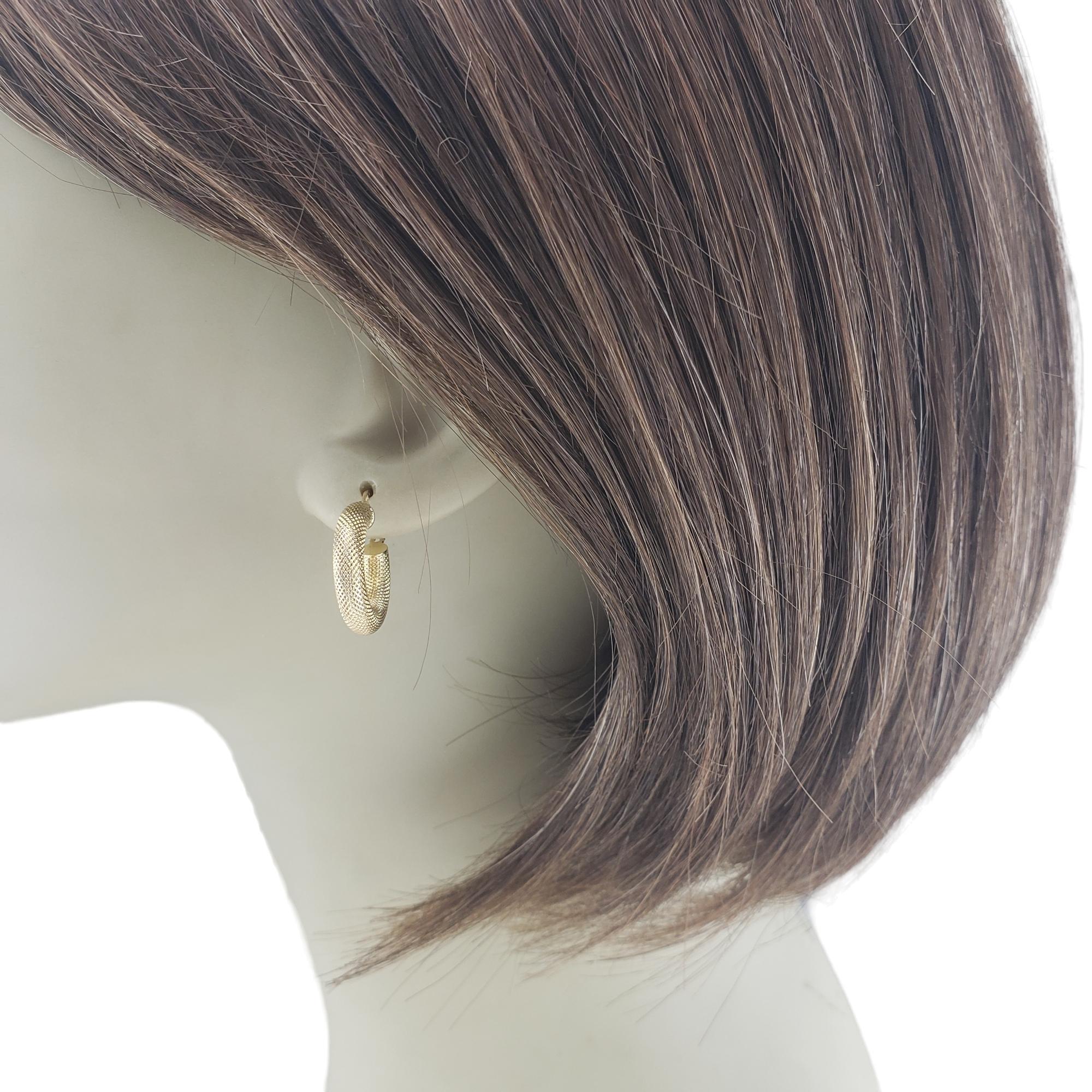 14 Karat Yellow Gold Textured Hoop Earrings #16030 For Sale 4